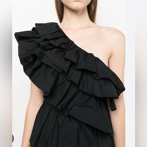 Ulla Johnson Raquel Black one shoulder ruffle blouse